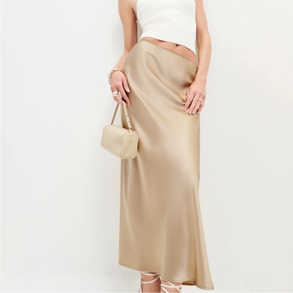Reformation Layla Silk Skirt Sand Color - Picture 1 of 6
